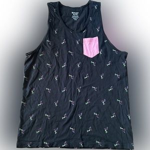 ❤️‍🔥5/20$ BLUENOTES💫Men’s Black Flamingo 🦩Cotton Lightweight Tank Top